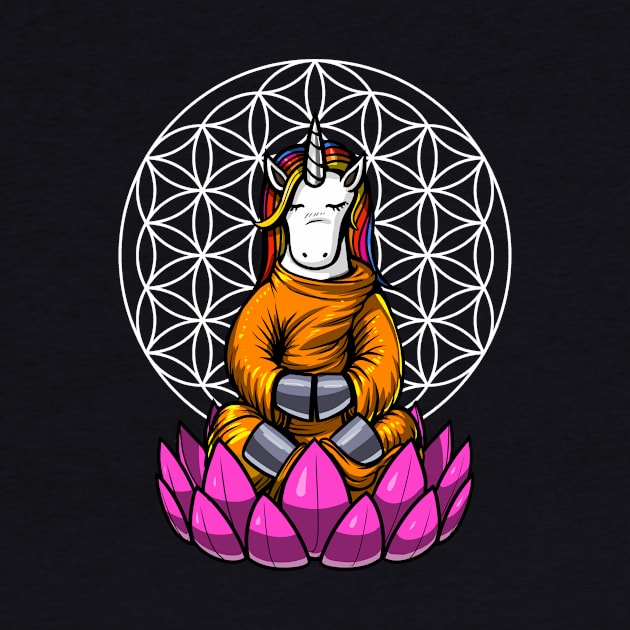 Unicorn Buddha Zen Yoga Meditation Flower Of Life by underheaven